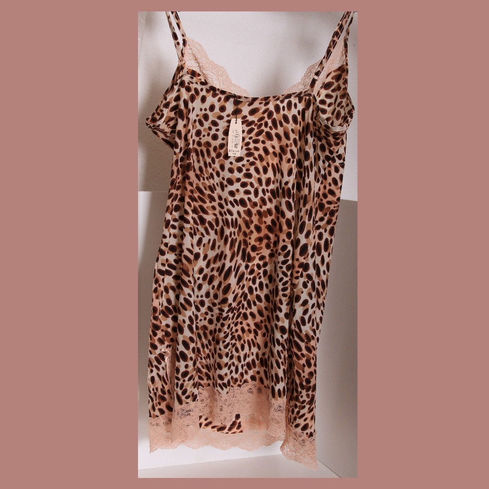 Victoria's Secret Animal Print & Pink Lace Slip - Picture 2 of 7